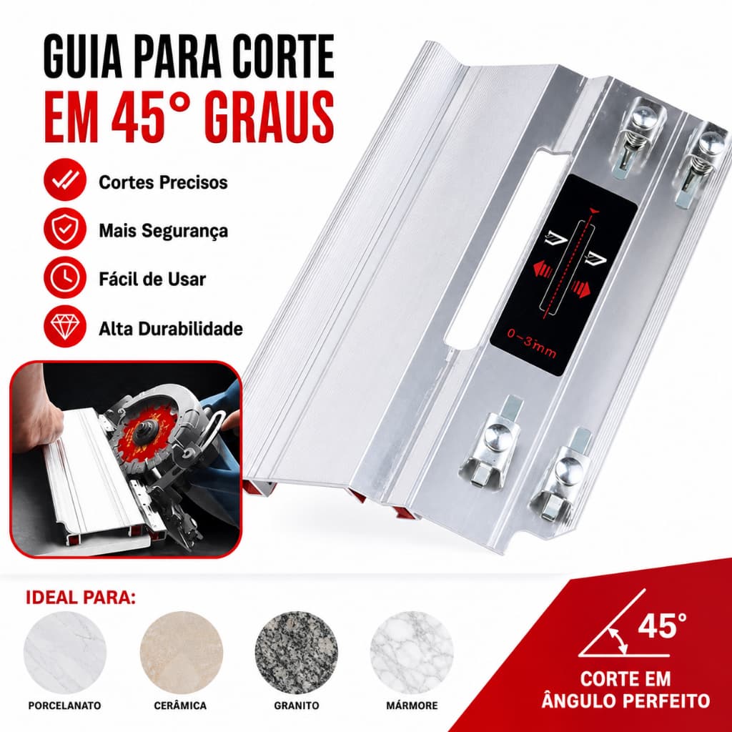 Guia Para Corte 45 GrausSerra Meia Esquadria Chanfro Serra Mármore Porcelanato Cerâmica Granito Mármore Ferramenta