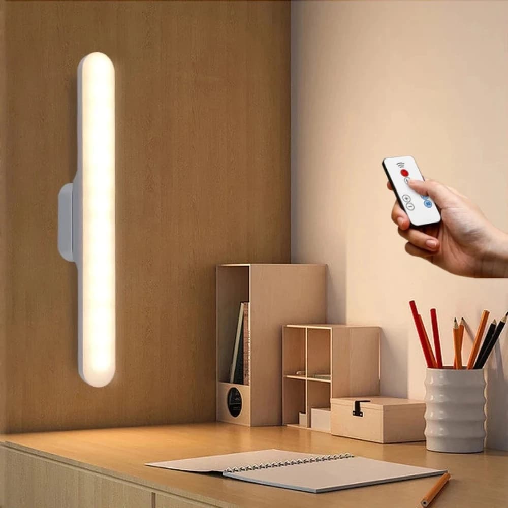 Luminária De Mesa LED Magnética Recarregável | Faixa De Luz Sem Fio Com 3 Cores E Controle Remoto