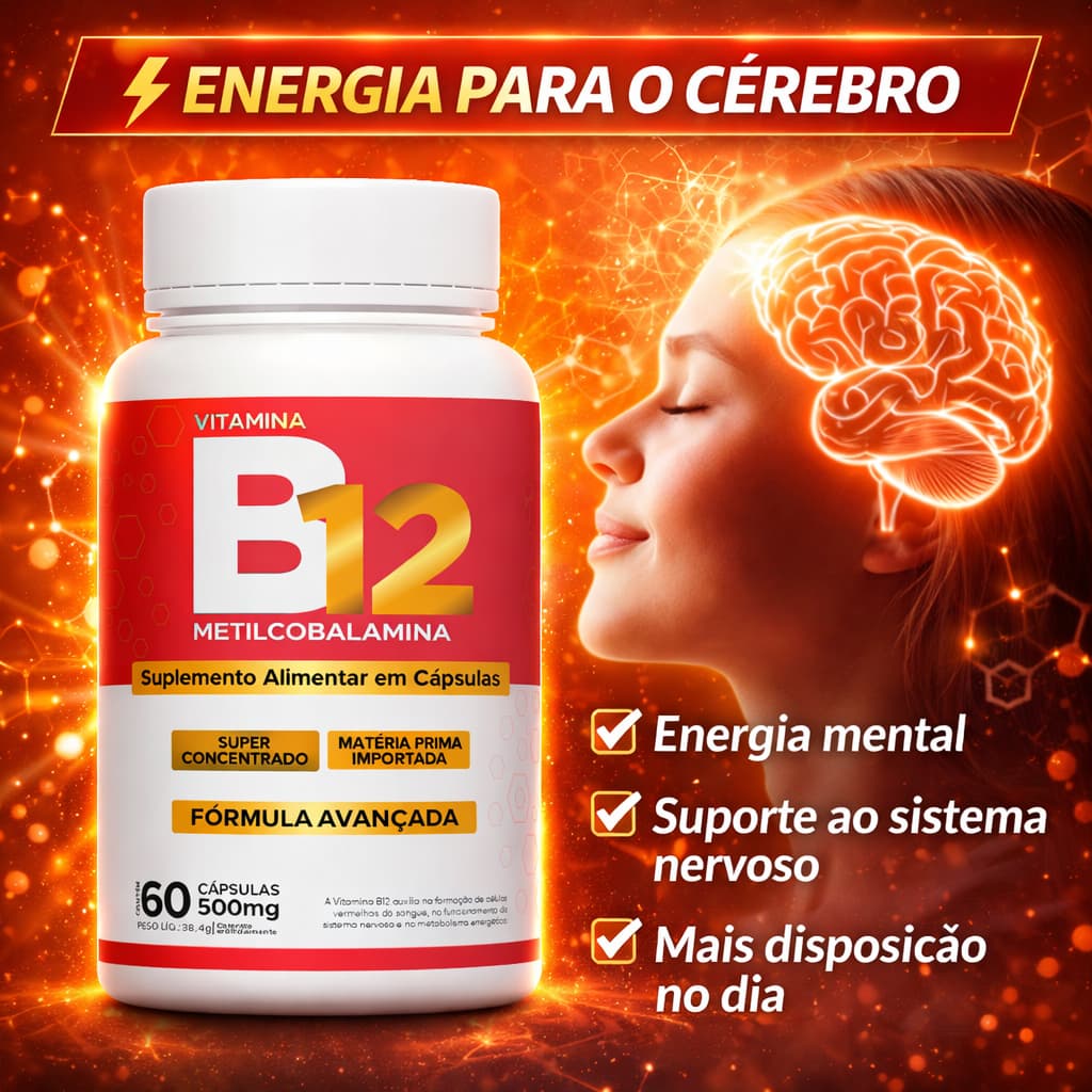 Vitamina B12 em Cápsulas | Energia, Foco e Disposição | Suplemento Alimentar - Original