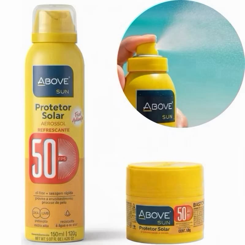 Kit Protetor Solar Above Sun Aerosol FPS 50 + Protetor Solar Facial FPS 50 **** ATENÇÃO DESCRIÇÃO****