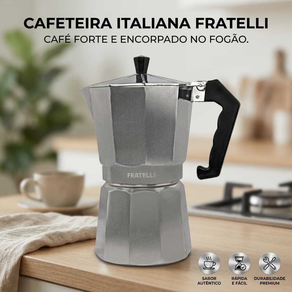 Cafeteira Italiana Moka Express Alumínio 9 Xícaras Tradicional Manual Café Expresso Gourmet Prática