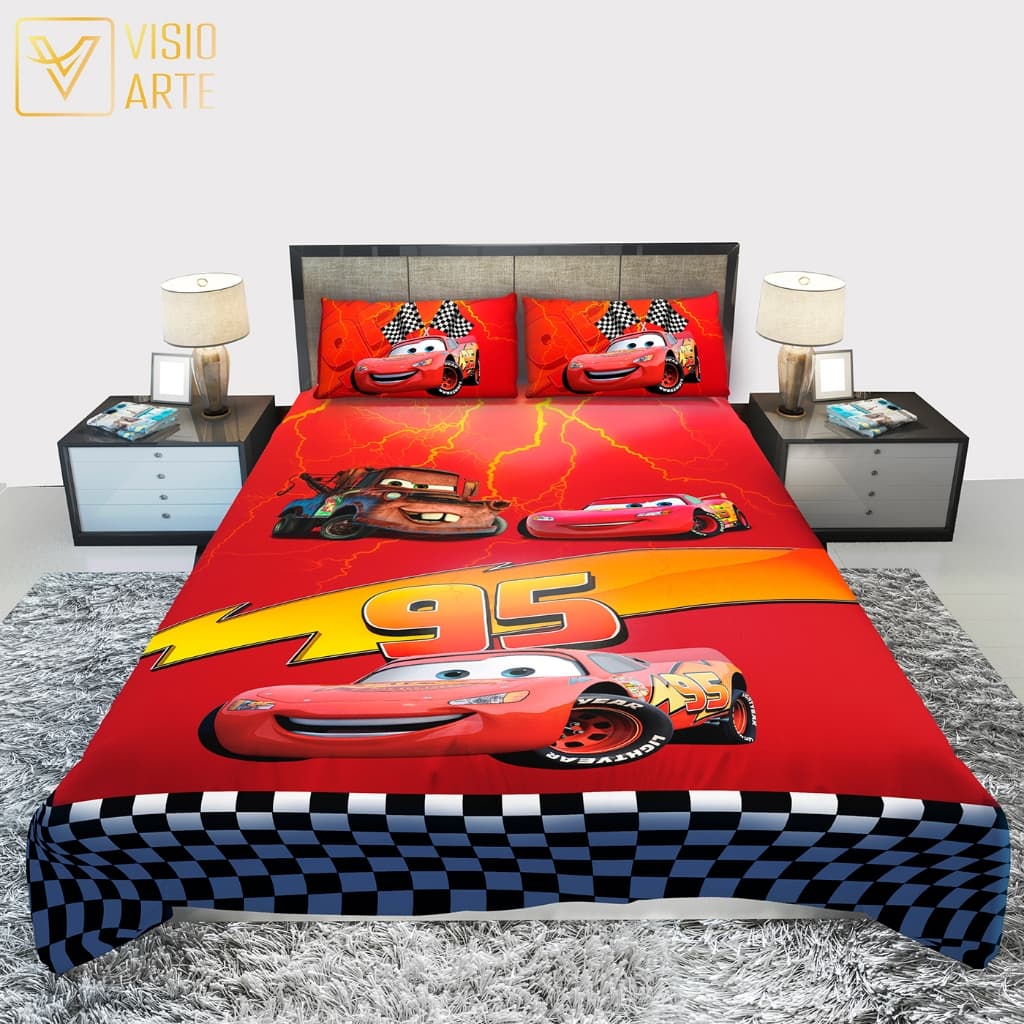 JOGO DE LENÇOL COBRE LEITO CASAL Carros 3 PÇS