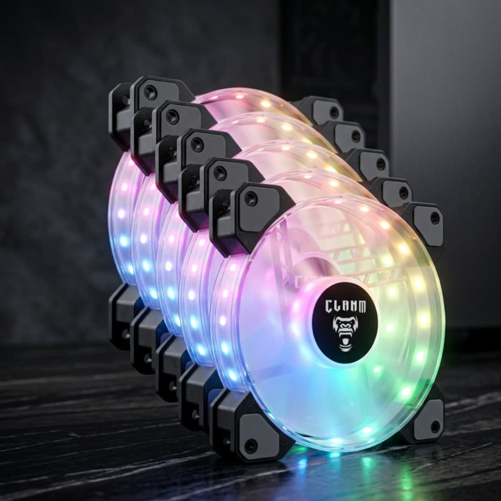 Kit com 5 Coolers Fan VEX ARGB 120mm 15 LEDS Gamer Silencioso Alto Desempenho Computador Premium