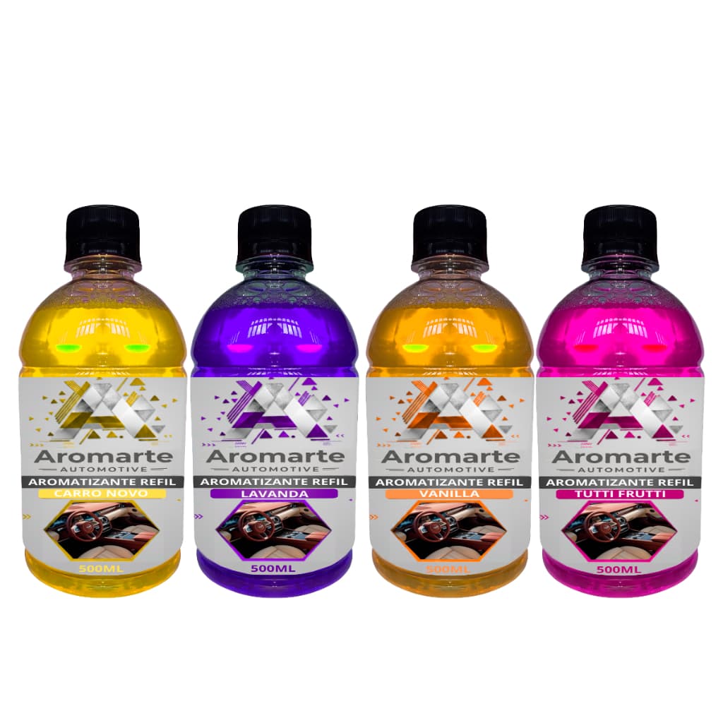 KIT 4 Refil 500ml Spray Automotivo • Cheirinho Para Carro • Aromatizador Perfumado • Recarrega Flaconete