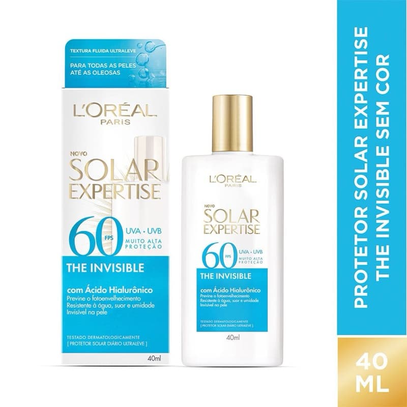 Protetor Solar Expertise The Invisible Fluido Sem Cor 60FPS - 40ml