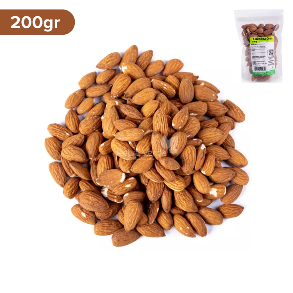 Amêndoa Crua Sem Casca Natural 200g Relva Verde Snack Saudável