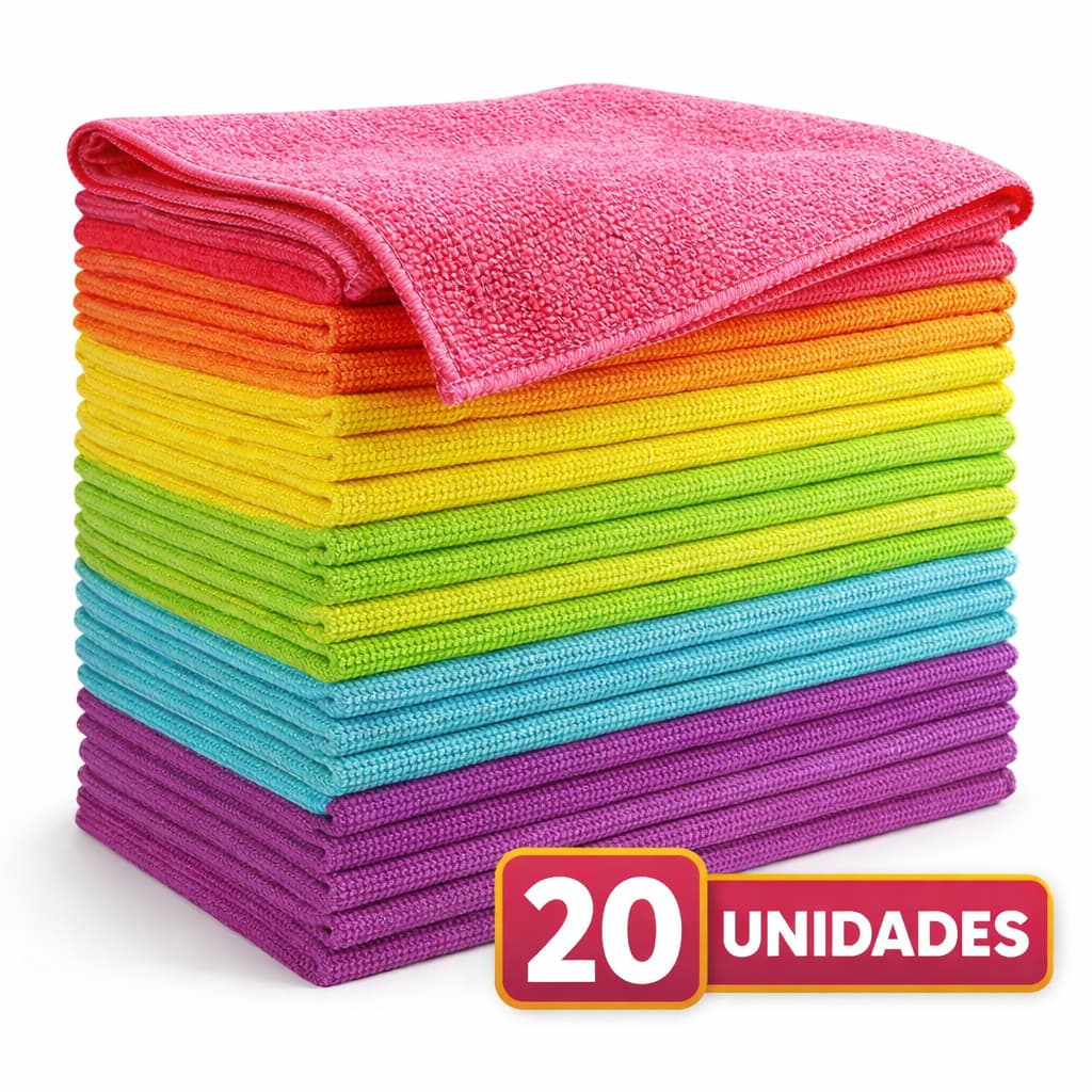 Kit 5/10/20 Panos De Limpeza Microfibra Multiuso Alta Absorção – Não Risca, Super Macio, Limpeza Cozinha Casa Carro