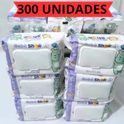 Lenço Umedecido Bebê Show 300 Unidades com Tampa | Toalha Umedecida para Bebê Barato