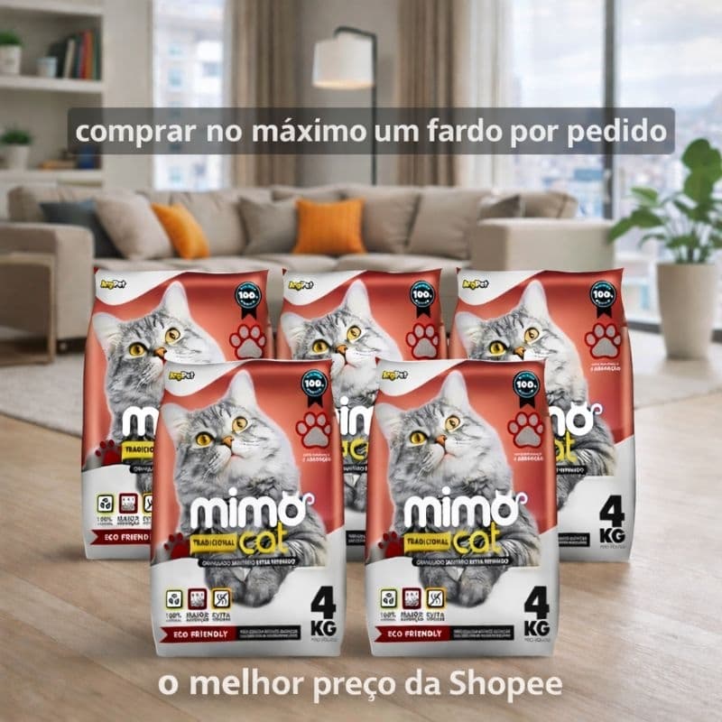 kit 5 Areias Higiênica Sanitária Para Gatos Mimo Cat Tradicional Fardo Com 20KG