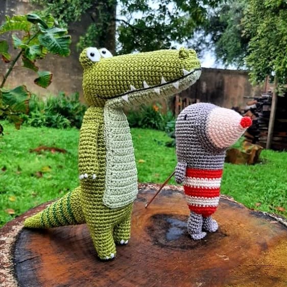 Amigurumi Crochê Jacaré e Toupeira Kit Artesanal Decoração Infantil