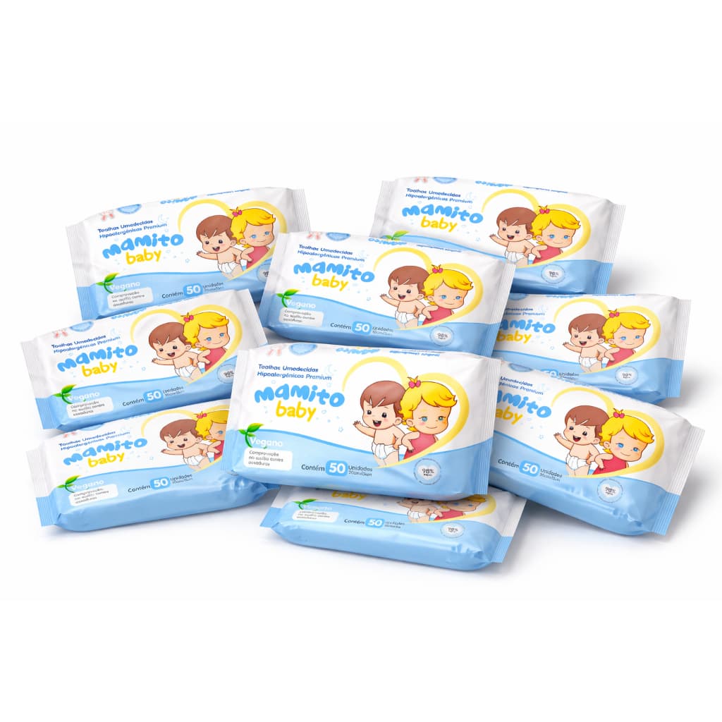 Lenço Umedecido Mamito Baby 50 Folhas Hipoalergênico 10un