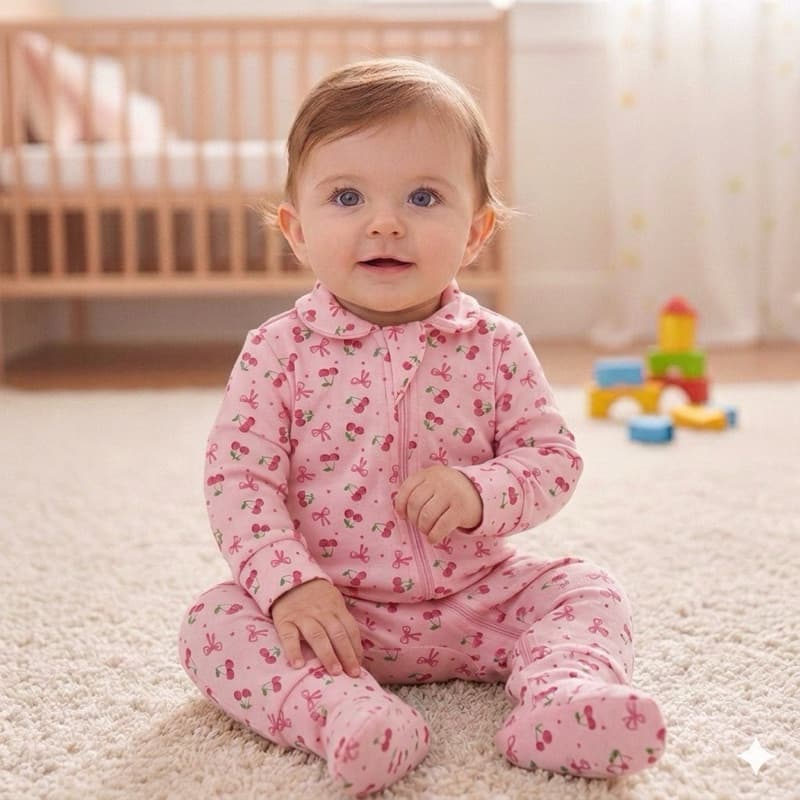 Roupa infantil menina menino Macacão vira pé zíper bebe algodão liso estampado malha alta qualidade