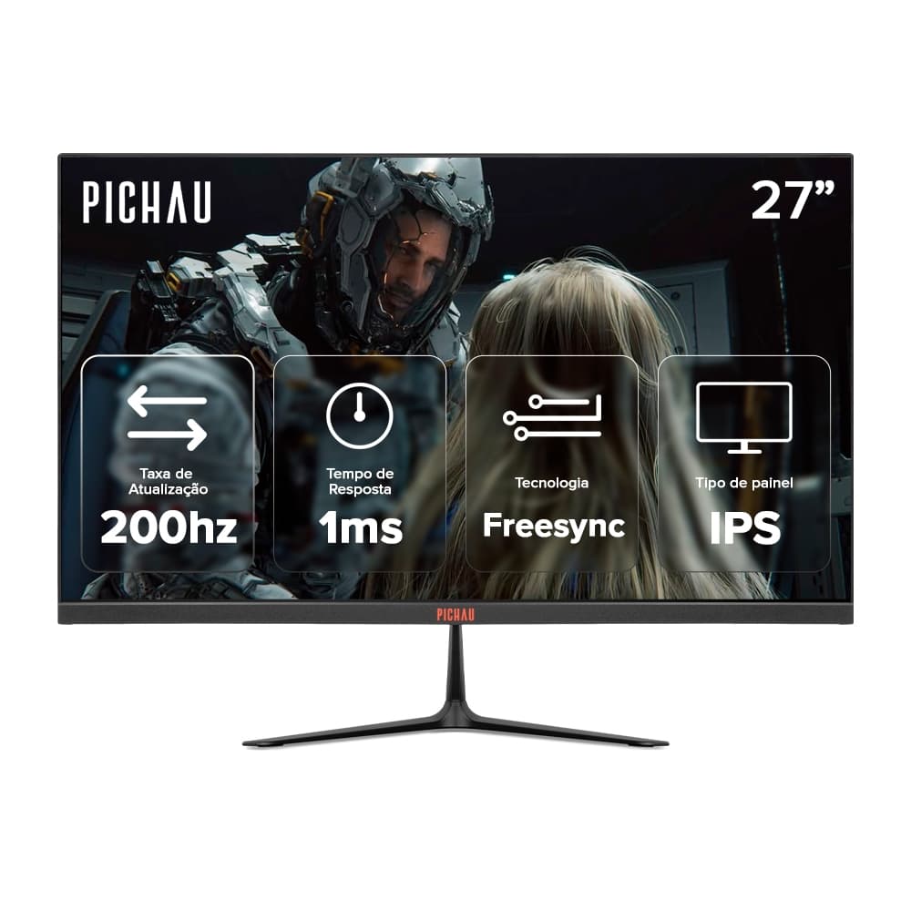 Monitor Gamer Pichau Athen V3 Pro, 27 Pol, IPS, FHD, 1ms, 200Hz, HDMI/DP, PG-ATH27V3P-BL02