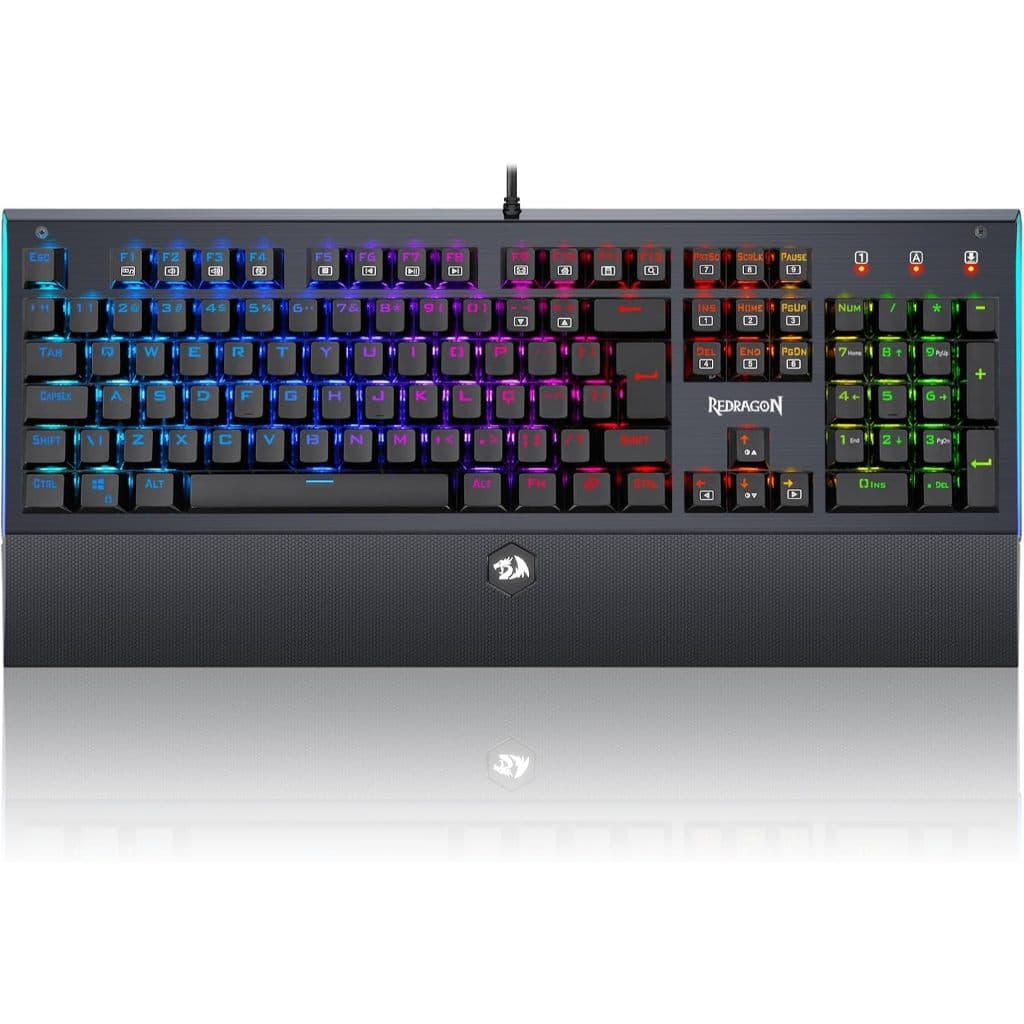 TECLADO MECANICO GAMER ARYAMAN RGB PRETO V2 SWITCH AZUL ABNT2