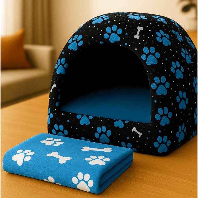 Cama pra Cachorro e Gato Casinha Toca Iglu P a G + Almofada e Manta