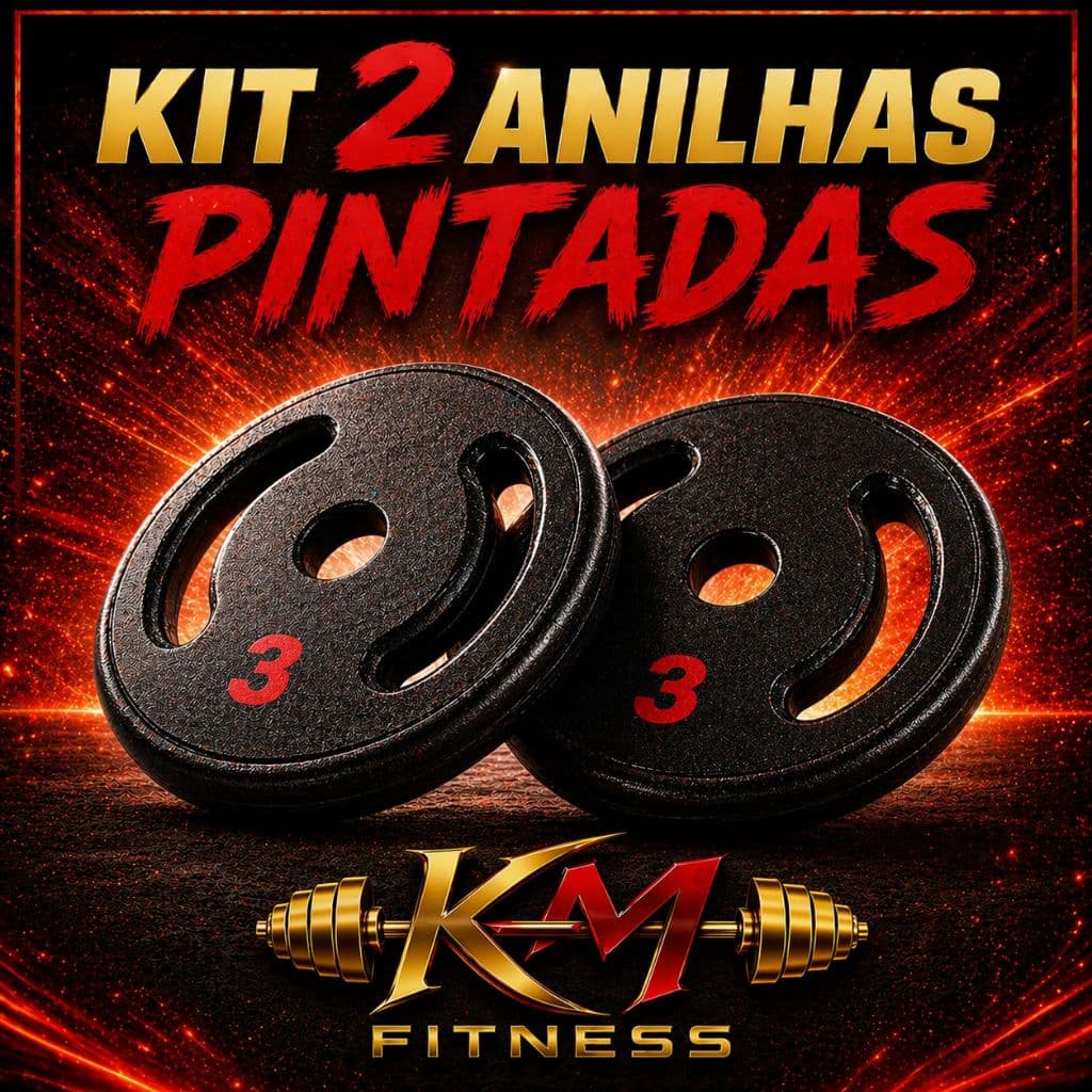 Kit 2 Anilhas 3 Kg Vazada Pintada Preto Ferro Fundido Academia Treino Musculação Fitness (2X3KG)