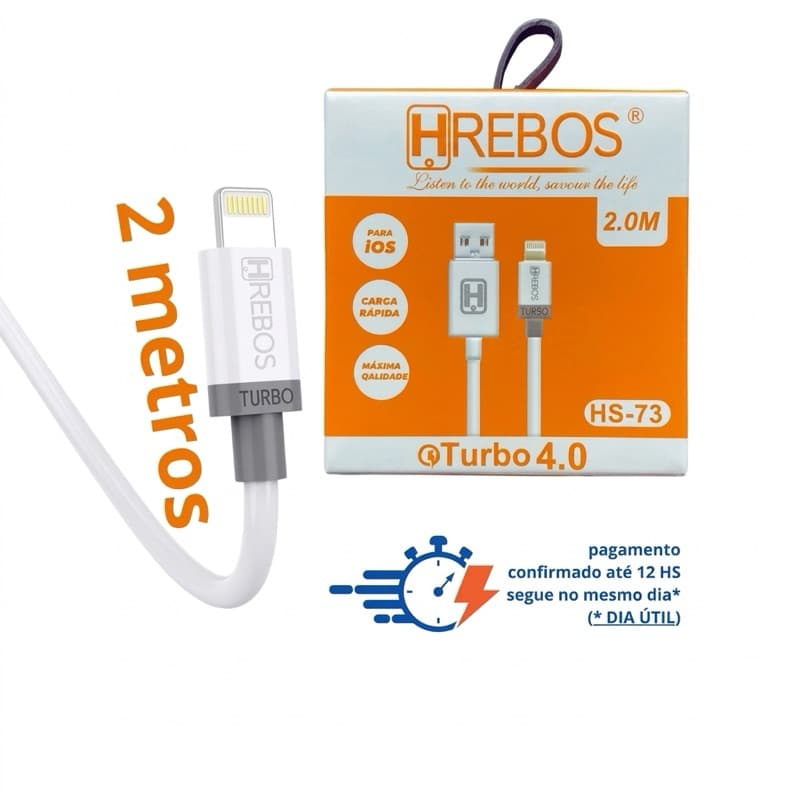 Cabo de Carregador para iPhone 11 12 13 14 USB Lightning 2 metros - Carga Super Rápida para Celular iOS(em até 12 horas)