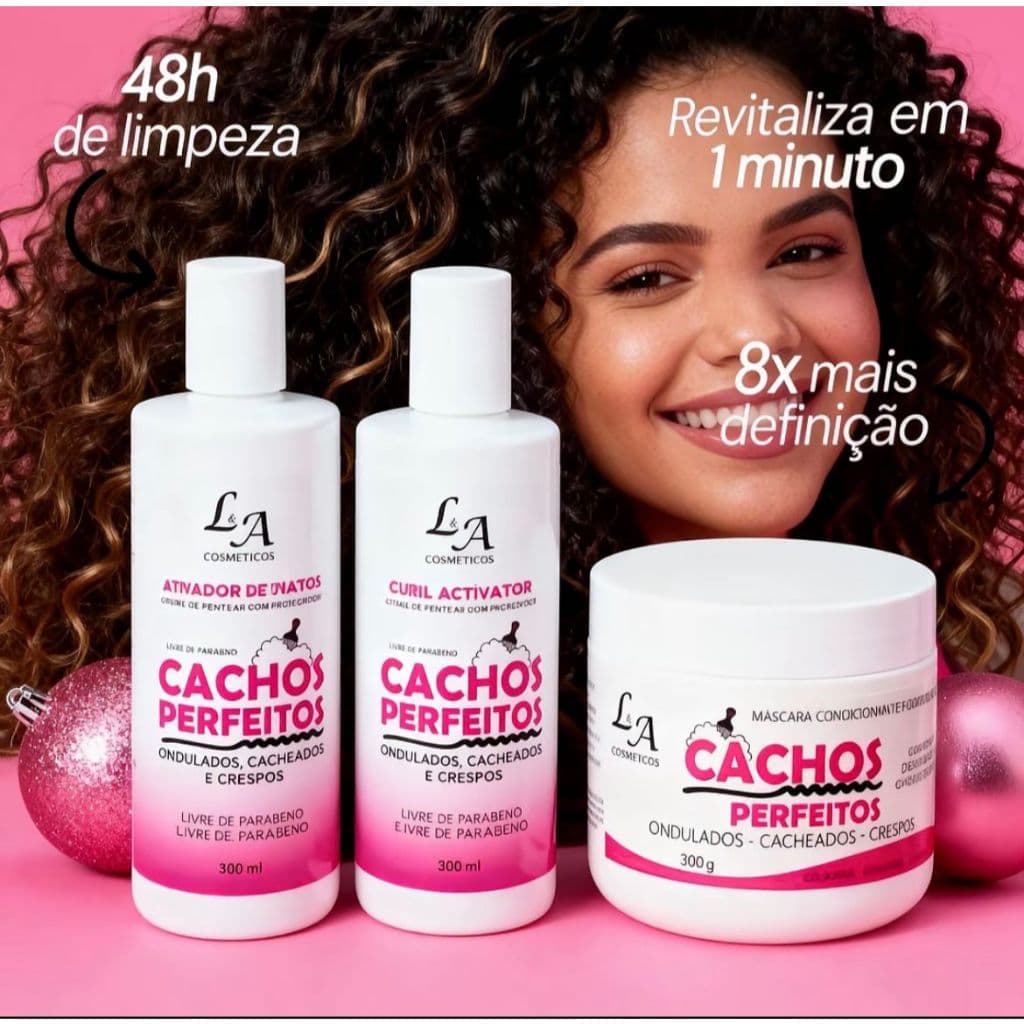 Kit Ativador de Cachos Perfeitos -Shampoo + Máscara Hidratante + Ativador de Cachos