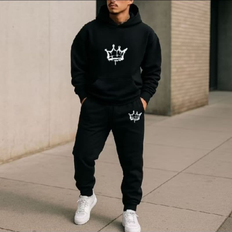 CONJUNTO Moletom King Preto Premium Moletom canguru e Calça Jogger com bolso