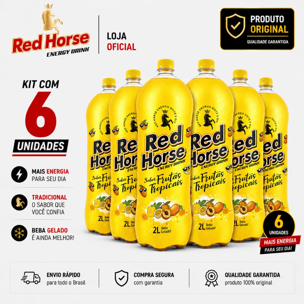 Energético Red Horse Frutas Tropicais 2 Litros Energy Drink