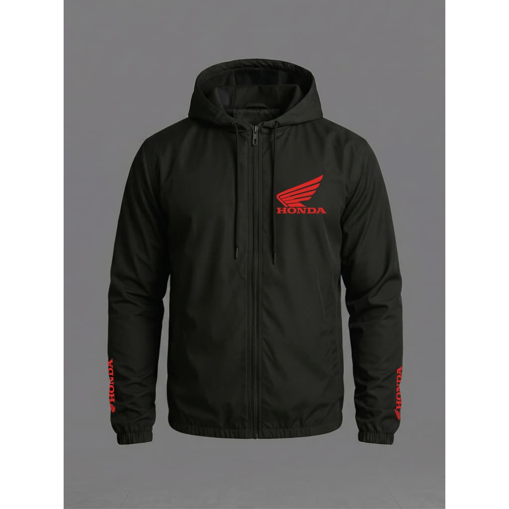 Jaqueta Corta Vento Masculina Moto Honda Com Capuz Bolso Zíper Aspen Semi Impermeável Viagem África Twin CB XRE