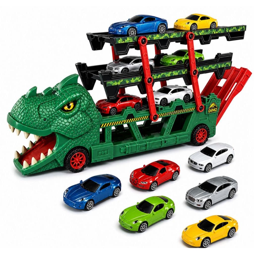 Brinquedo Caminhão Cegonha Com 5 Carrinhos Caminhão Grande Quatro Modos de Pista