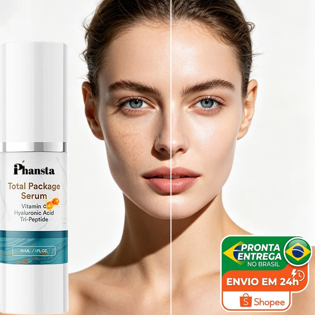 Sérum Facial Clareador Phansta Vitamina C Ácido Hialurônico Antissinais Peptídeos 30ml