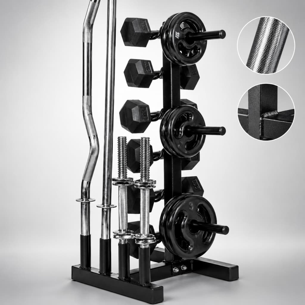 Suporte Expositor 200kg Para Anilhas Barras E Halteres Organizador De Peso Academia