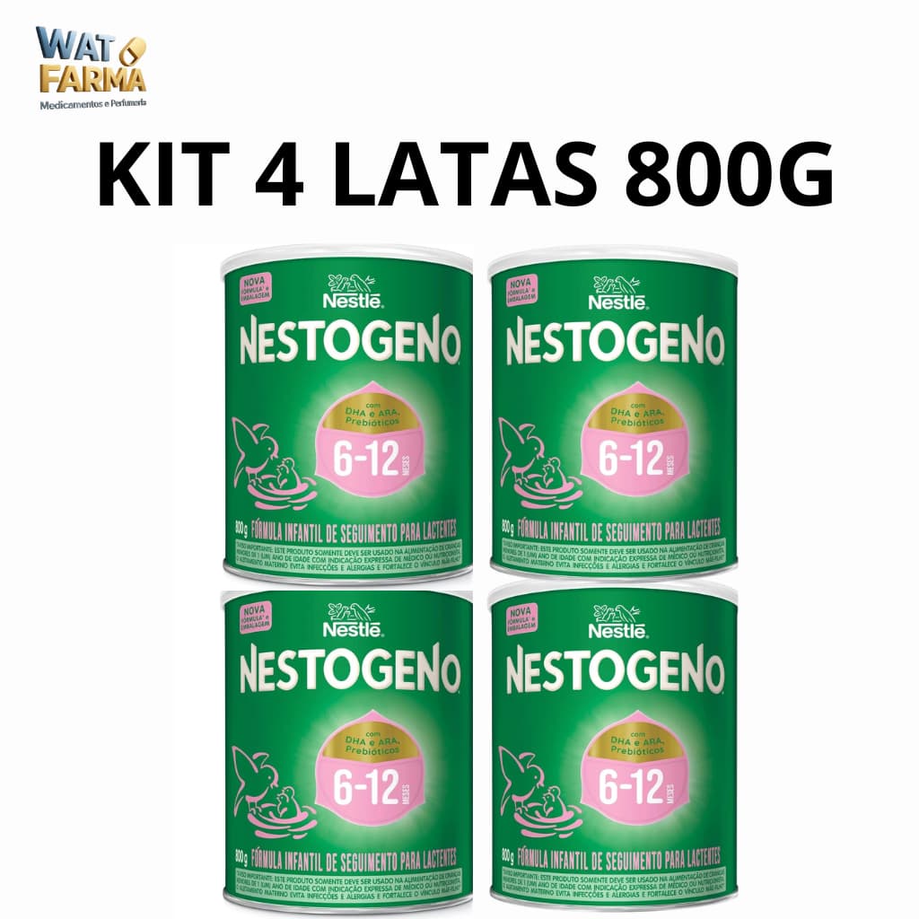 Kit 4 latas Nestogeno 2 Fórmula Infantil Em Pó 800g 6 A 12 meses