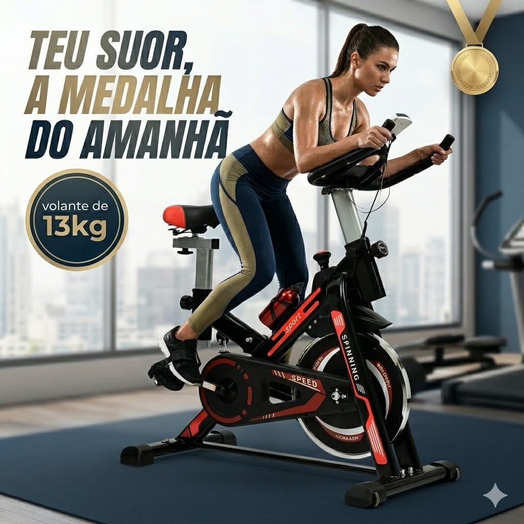 Bicicleta Ergométrica Spinning Mecanica Com Roda De Inércia De 13kg Cor Vermelho Joyfox Fit