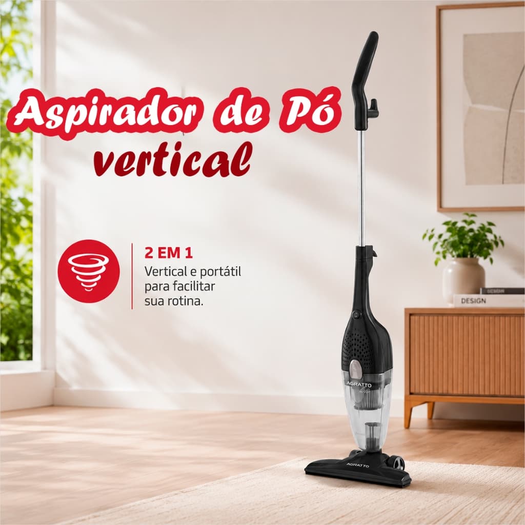 Aspirador de Pó Portátil Agratto Aspirador 2 em 1 127V Aspirador Vertical de Pó Tapete Aspira Pelos