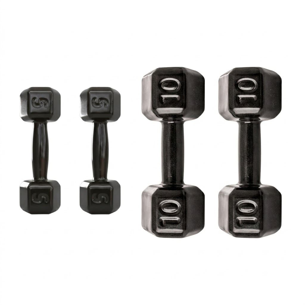 KIT 2 HALTER 5KG E 10KG SEXTAVADO EMBORRACHADO ACADEMIA PESO TREINO MUSCULACAO FORCA CONDICIONAMENTO COMPLETO