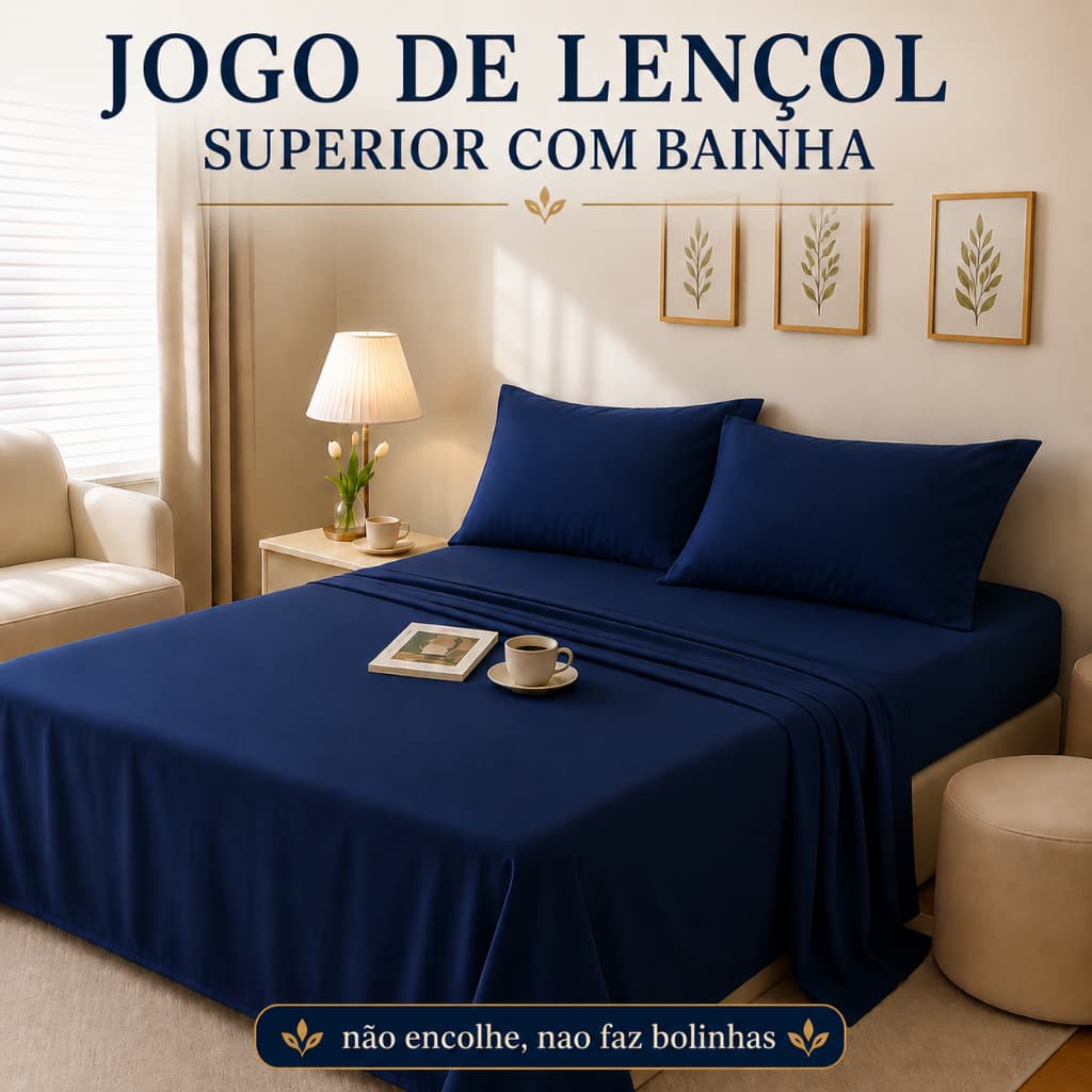 JOGO LENÇOL CASAL SUPERIOR | PREMIUM | 400 FIOS | SEM ELÁSTICO | COM BAINHA | COM FRONHAS