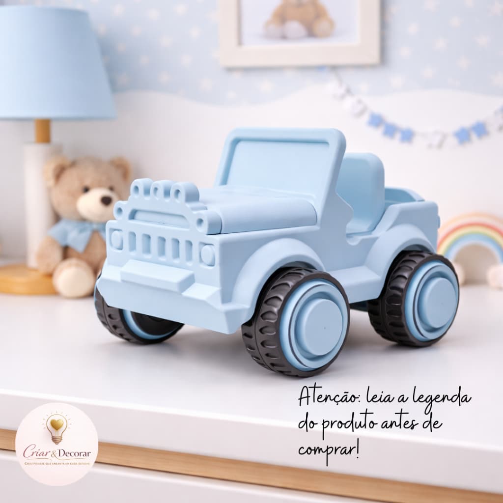Carrinho  Decorativo Infantil Caminhonete Quarto Bebê Menino 3D Ref:033