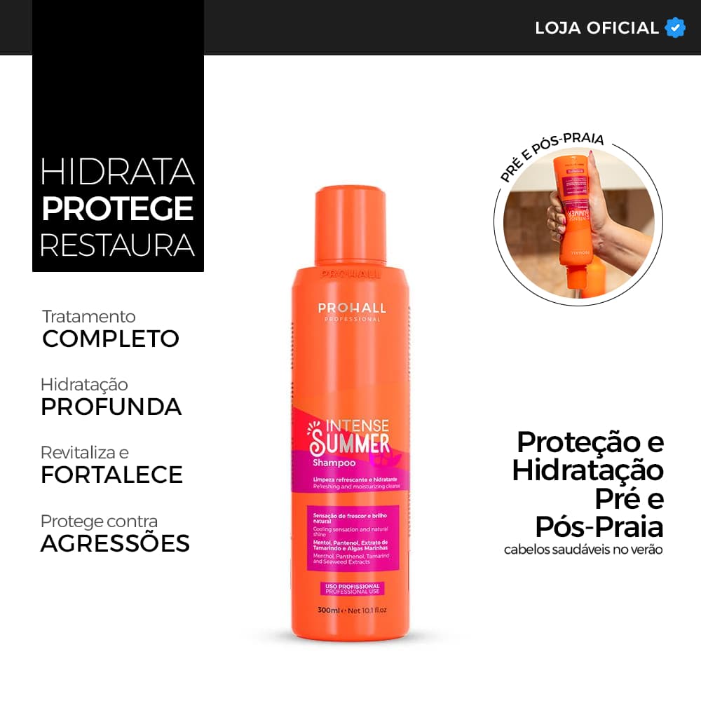 Shampoo Intense Summer hidratante e refrescante para fios leves  - 300ml