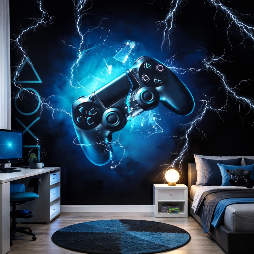 Papel de Parede Controle Vídeo Game Infantil Adesivo Decoração Quarto Criança