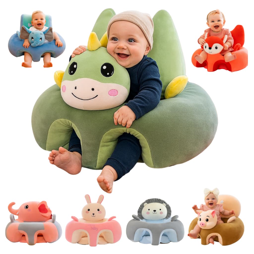 Assento Bebê Almofada Infantil Personagem Elefante Azul Sofá Baby Cadeira Alimentação Introdução para Sentar Postura