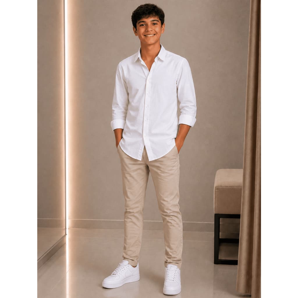Camisa Social Infantil Juvenil Slim Menino Manga Longa