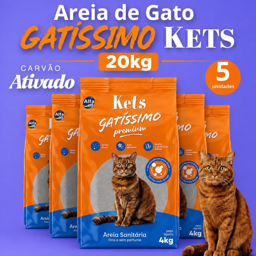 Areia Gatos Sanitária Higiênica Gatíssimo Kit 20kg Gatissimo Premium 4kg