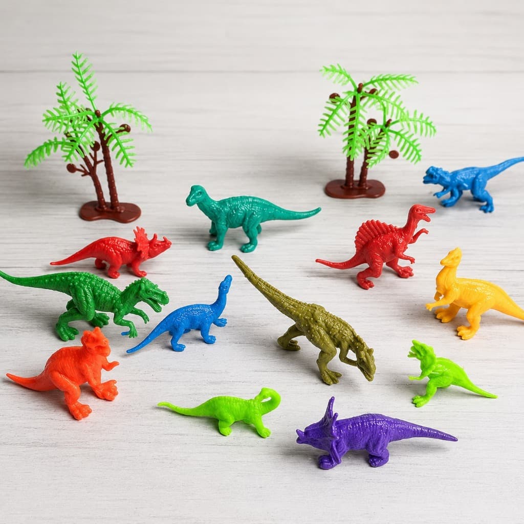 Kit Dinossauros Infantil 14 Peças Miniaturas PVC Colorido 5cm Brinquedo Educativo