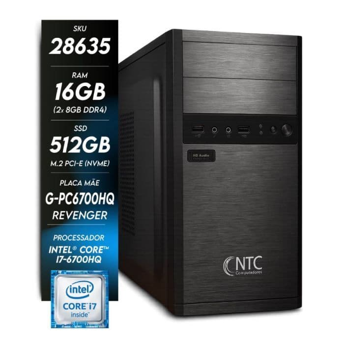 Computador NTC Performance Intel 1019 RV Intel Core i7 6700HQ Intel HD Graphics 530 16GB (2x8GB) DDR4 512GB SSD S/ Fan L