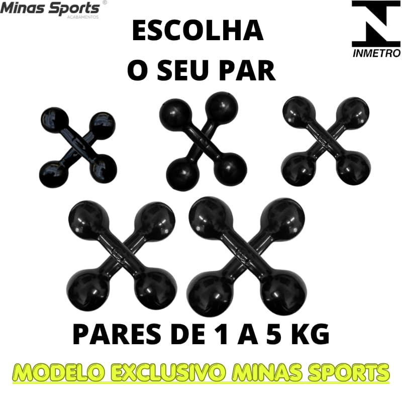 Par Halter Emborrachado Premium - 1 a 5 Kg / Treino em casa Crossfit Musculação Peso de Academia C/ 2 Un