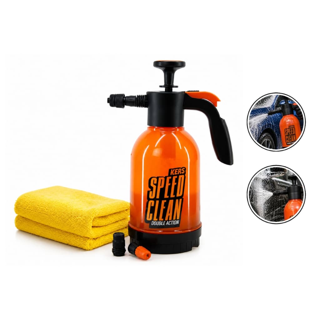 Pulverizador Manual Espuma Densa Snow Foam 2L Kers + Toalha Microfibra Kit Limpeza Automotiva Carro