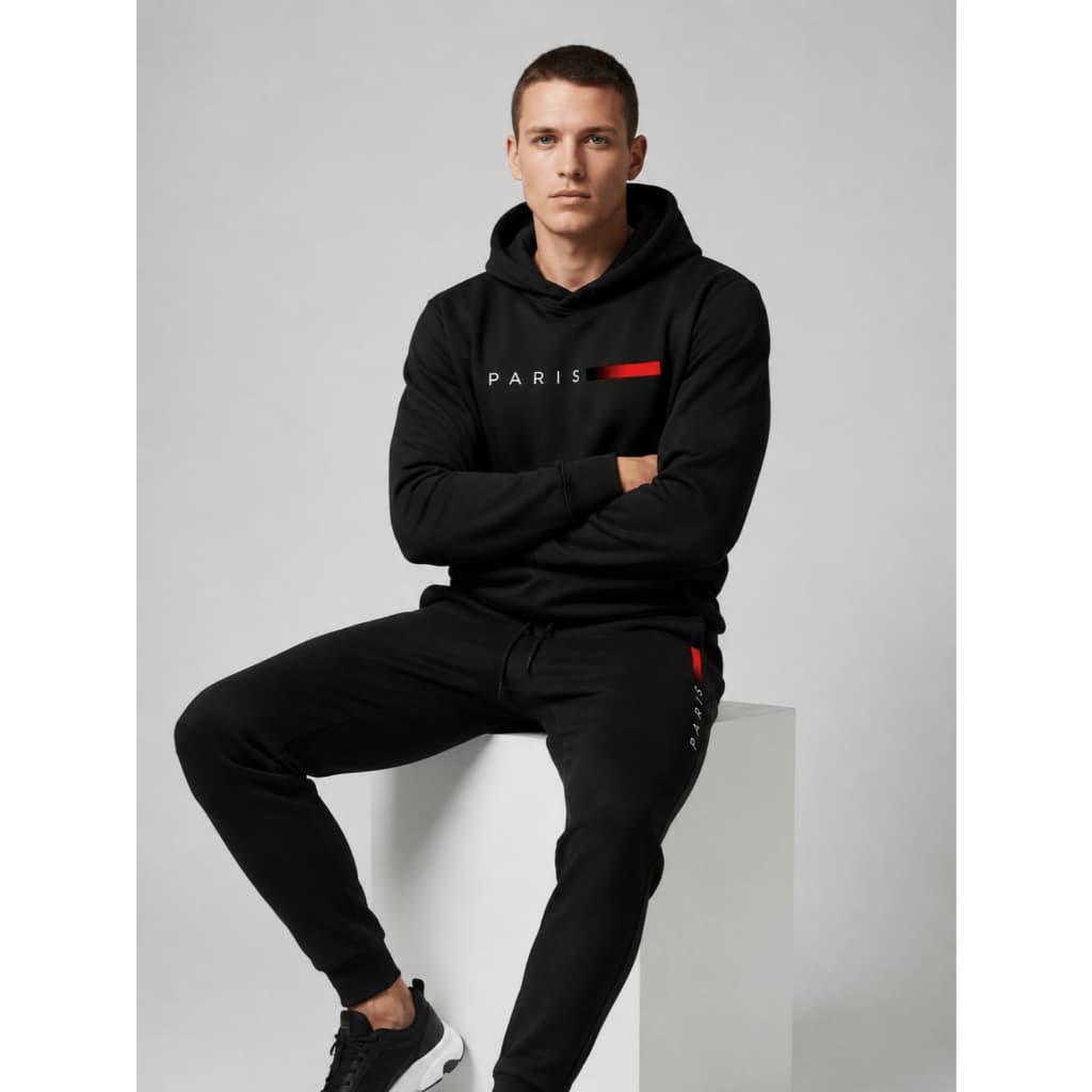 Conjunto Moletom Algodão 100%  Unissex Premium Paris Calça e Blusa Canguru Agasalho Inverno