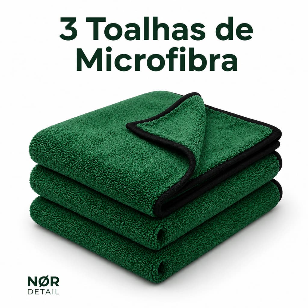 Kit 1/2/3 Toalha De Microfibra Para carro automotivo 40×60 350 Gsm – VERDE ESCURO NORDETAIL