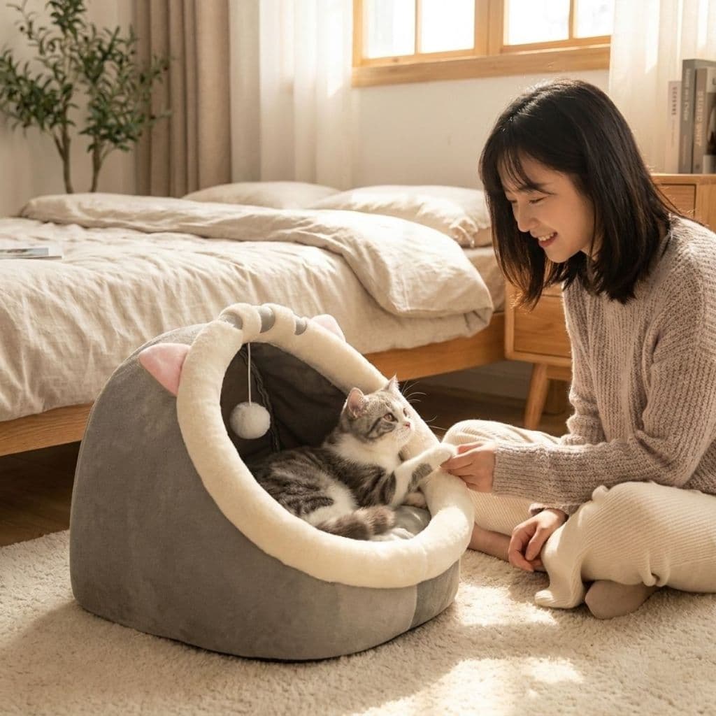 Caminha Toca Pet Tenda Peluciada Iglu | Casinha Cabana Aconchegante para Cães e Gatos