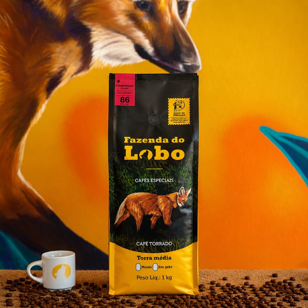 Café Especial 86Pts Fermentado 1kg em Grãos 100% Arábica Fazenda do Lobo