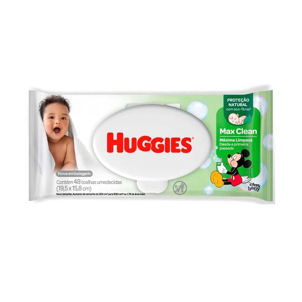 Lenços Umedecidos Huggies Max Clean com 48 Unidades