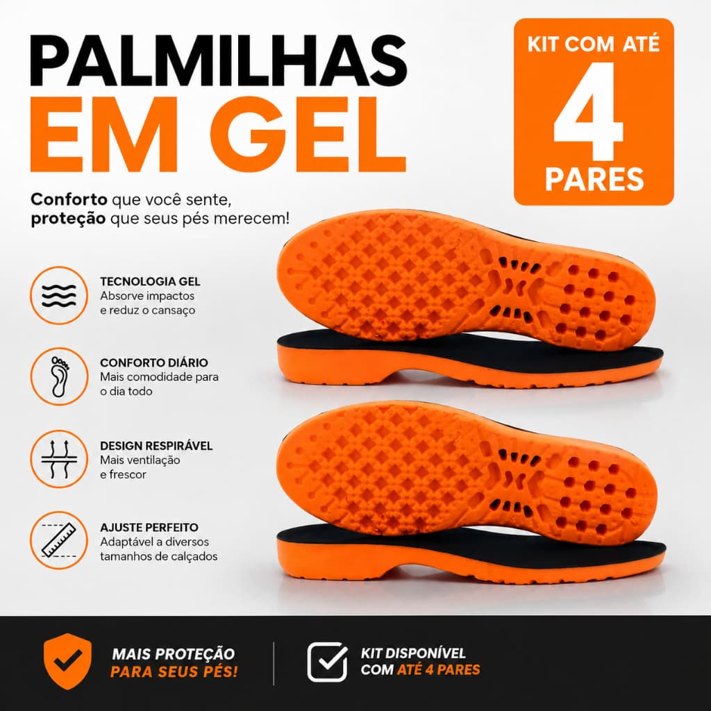 Palmilha Ortopédica Em Gel PU Anatômica Promoção Envio Imediato