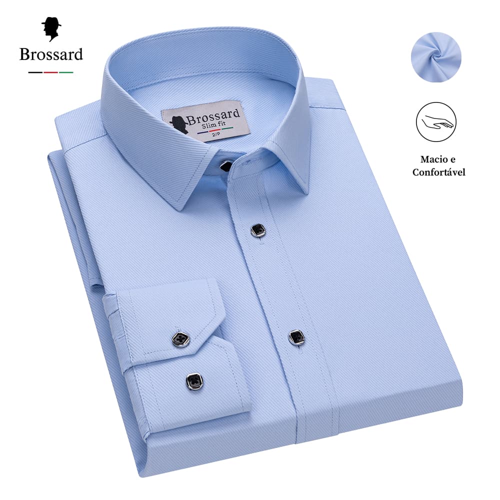 Camisa Social Masculina Algodão Slim Fit Manga Longa Premium Blusa Não Amassa Luxo Estilosa Elegante